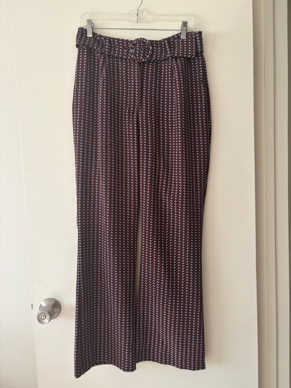 Flare Geo Printed Belted Trousers
